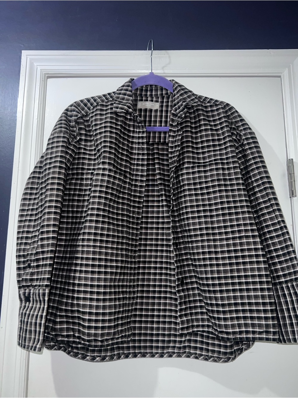 Everlane Brown and Black Plaid Organic Cotton Shirt Jacket